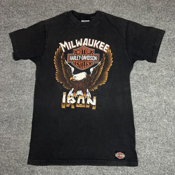 Hanes Other - Vintage Hanes Harley-Davidson Shirt Mens Medium Black Milwaukee Iron Eagle 1984
